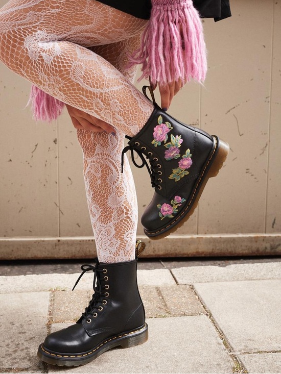 Dr. Martens Shoes - Women DR MARTENS 1469 Vonda II Embroidered floral rose whimsical leather boots 6